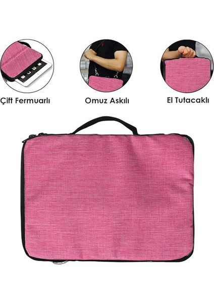 Vorcom S12 10.1 Inch Tablet Uyumlu Tablet Çanta+Türkçe Bluetooth Klavye +Mouse+ Standı - Pembe AL8127