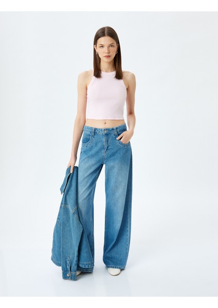 Crop Atlet Halter Yaka Fitilli Slim Fit