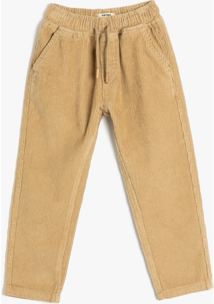 Beli Bağlamalı Cep Detaylı Pamuklu Kadife Pantolon