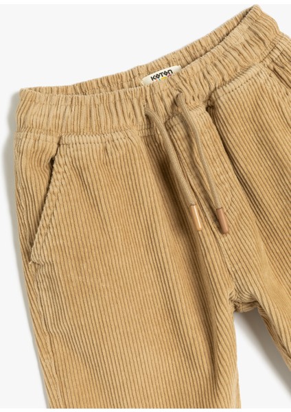 Beli Bağlamalı Cep Detaylı Pamuklu Kadife Pantolon modelleri