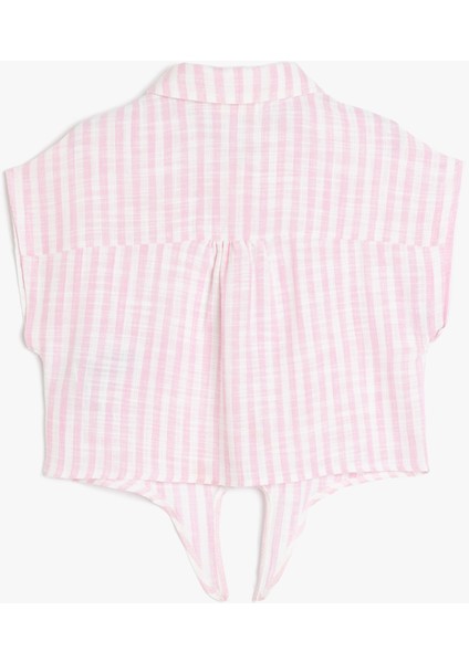 Bağlama Detaylı Kısa Kollu Gömlek Yaka Bluz fiyatları