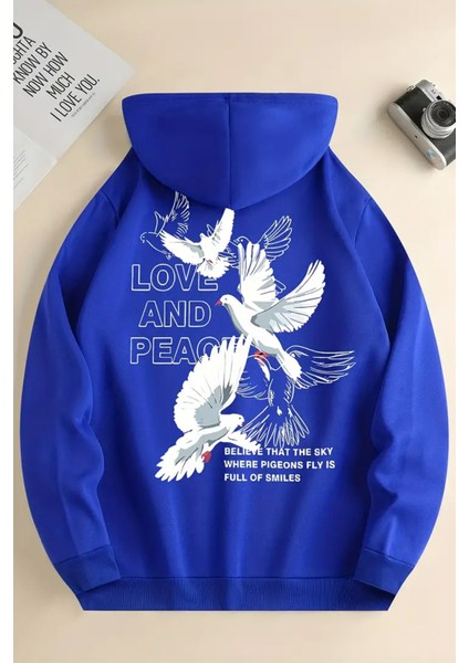 Uygun Tarz Love And Peace Baskılı Oversize Sweatshirt