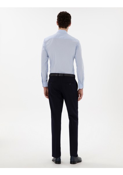 Erkek Lacivert Slim Fit %100 Yün Kumaş Pantolon 50305463-VR033