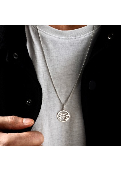 Gümüş Horus'un Gözü Kolye 925 Ayar Gümüş Horus'un Gözü Figürlü Unisex Kolye Antik Mısır Figür Kolye fırsatları