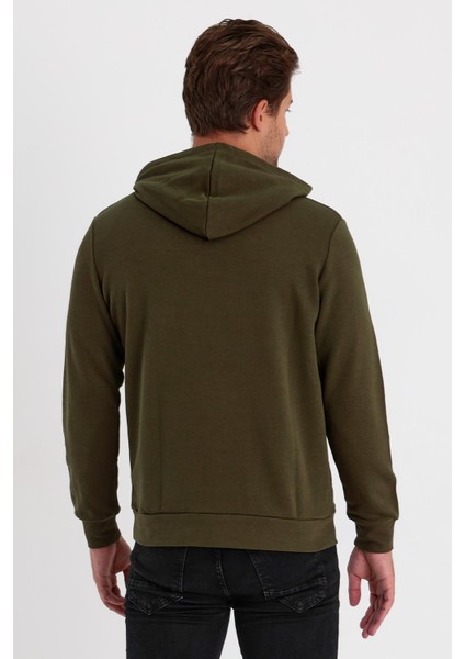 Erkek Kapüşonlu Kanguru Cepli Düz Renk Sweatshirt