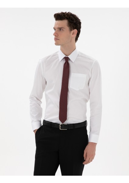 Erkek Beyaz Regular Fit Uzun Kollu Basic Gömlek 50302972-VR013