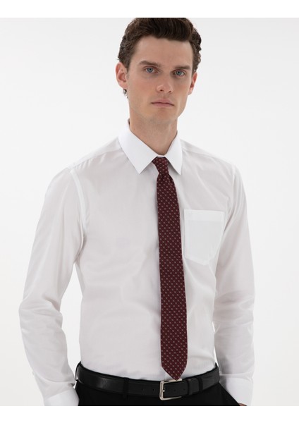 Erkek Beyaz Regular Fit Uzun Kollu Basic Gömlek 50302972-VR013