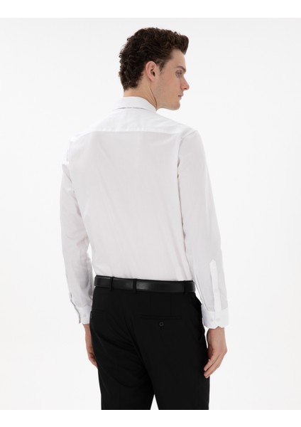 Erkek Beyaz Regular Fit Uzun Kollu Basic Gömlek 50302972-VR013