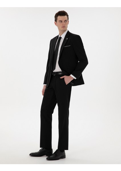 Erkek Siyah Slim Fit Yün Takım Elbise 50305448-VR046