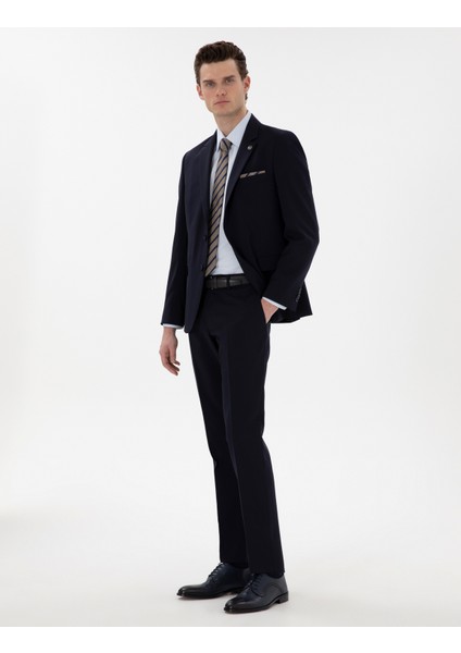 Erkek Lacivert Slim Fit Yün Takım Elbise 50305448-VR033 fırsatları
