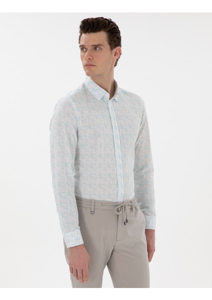 Erkek Mint Slim Fit Uzun Kollu Gömlek 50304548-VR152