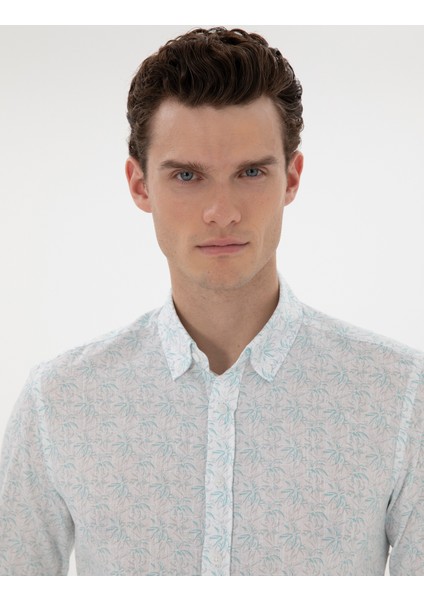 Erkek Mint Slim Fit Uzun Kollu Gömlek 50304548-VR152 fiyatları