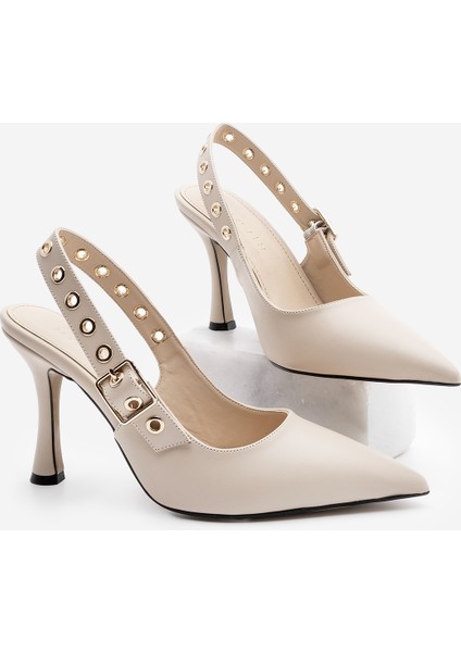 Kadın Stiletto Troklu Atkılı Topuklu Ayakkabı Ragon