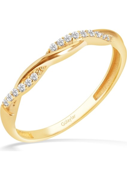 8 Ayar Sarı Altın Burgu Taşlı Yüzük