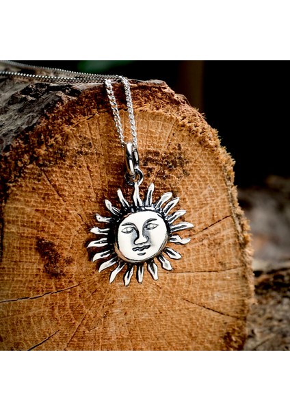 Gümüş Güneş Kolye 925 Ayar Gümüş Güneş Figürlü Unisex Kolye