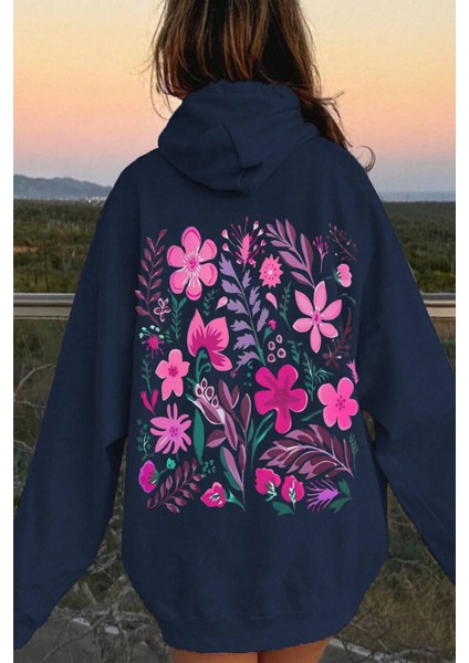 Uygun Tarz Bahar Esintisi Çiçek Baskılı Oversize Sweatshirt
