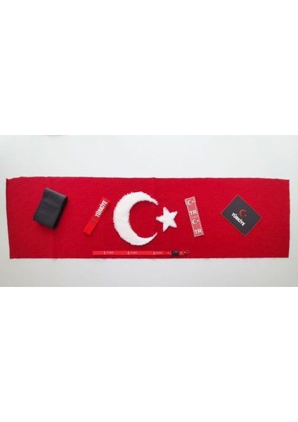 Ay Yıldızlı Üç Boyutlu peluş Torpido Örtüsü ve Düz Direksiyon Kılıfı ve Oto Aksesuar Seti 3