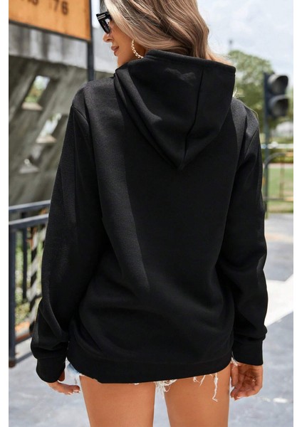 Kalp Baskılı Oversize Sweatshirt