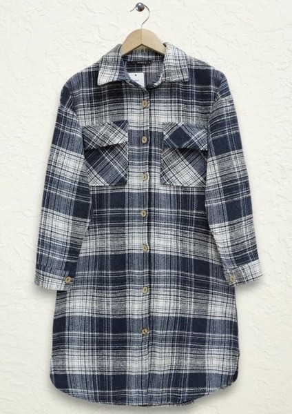 Çift Cepli Ekose Desen Oduncu Gömleği-Lacivert fiyatları