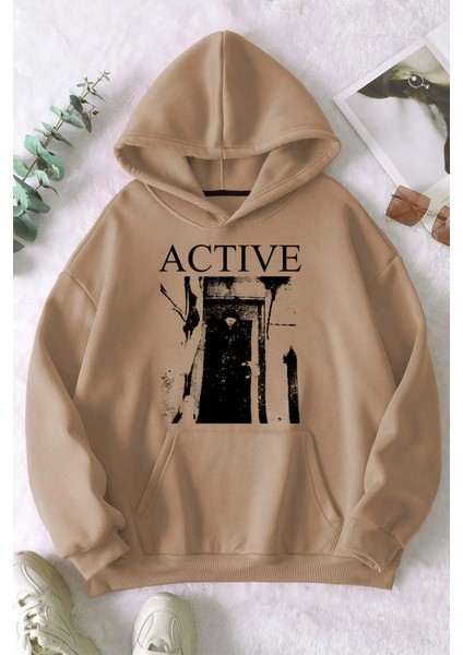 Active Baskılı Oversize Sweatshirt