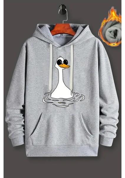 Uygun Tarz Duck Baskılı Oversize Sweatshirt