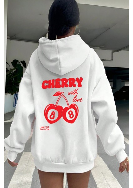 Uygun Tarz Cherry Baskılı Oversize Sweatshirt