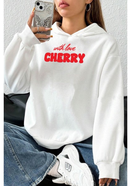 Uygun Tarz Cherry Baskılı Oversize Sweatshirt fiyatları