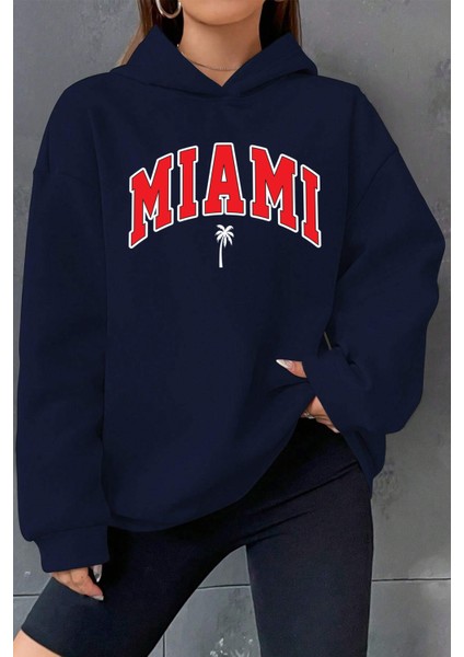 Uygun Tarz Miami Baskılı Oversize Sweatshirt