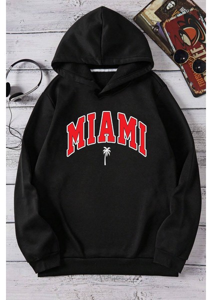 Miami Baskılı Oversize Sweatshirt