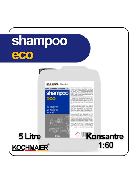 Shampoo Eco Oto Araç Cilalı Fırçalı Şampuan Temizleyici Kopüklü Konsantre 1:60 5 Litre/kg