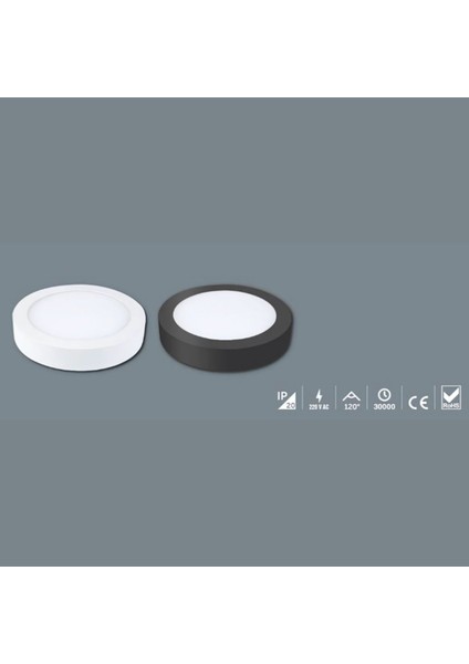 Inoled Yuvarlak Beyaz Kasa Sıva Üstü LED Panel 24WATT - Volga 2762-02 Gün Işığı