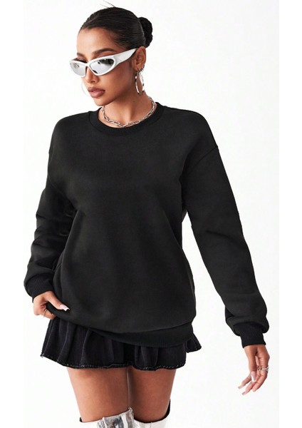 Uygun Tarz Faith Over Baskılı Oversize Sweatshirt fiyatları
