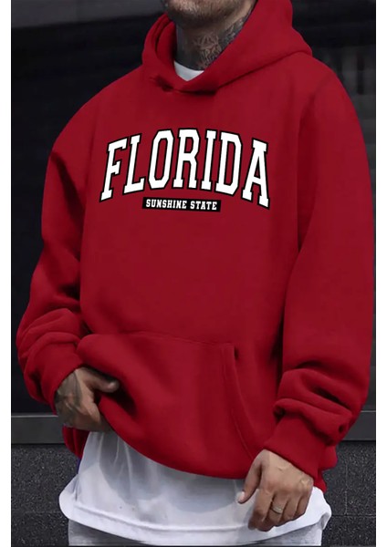 Uygun Tarz Florida Baskılı Oversize Sweatshirt
