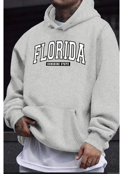 Uygun Tarz Florida Baskılı Oversize Sweatshirt