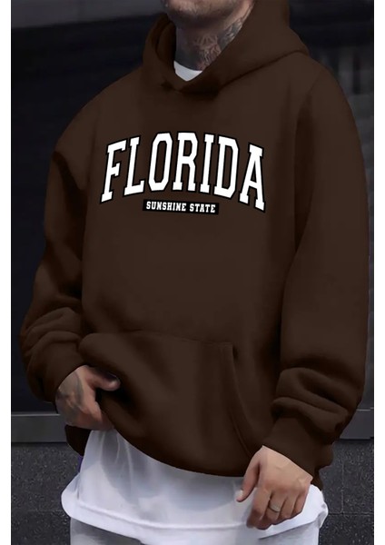 Uygun Tarz Florida Baskılı Oversize Sweatshirt