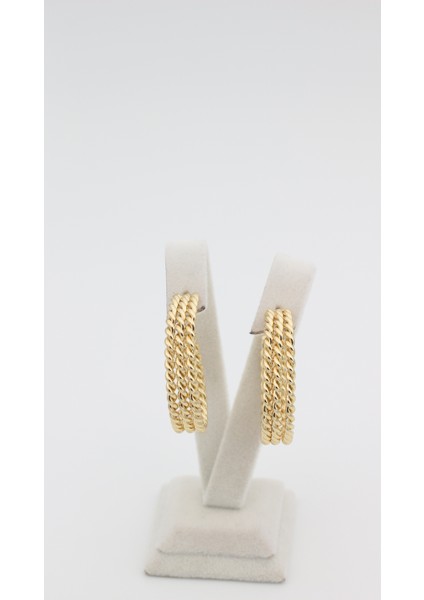 Xupıng Jewelry 14 Ayar Altın Kaplama,şerit Kesim Trend Küpe