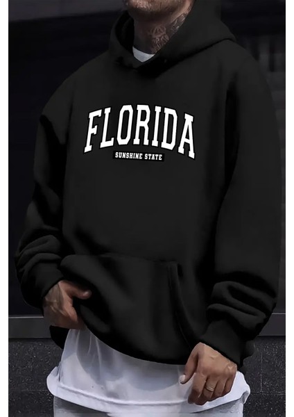 Uygun Tarz Florida Baskılı Oversize Sweatshirt