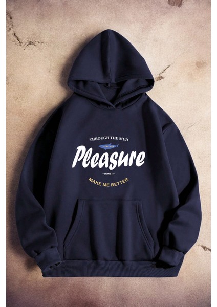 Uygun Tarz Pleasure Baskılı Oversize Sweatshirt