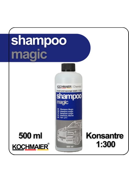 Shampoo Magic Oto Araç Cilalı Kostiksiz Ph Nötr Şampuan Kopüklü Konsantre 1:300 500 ml