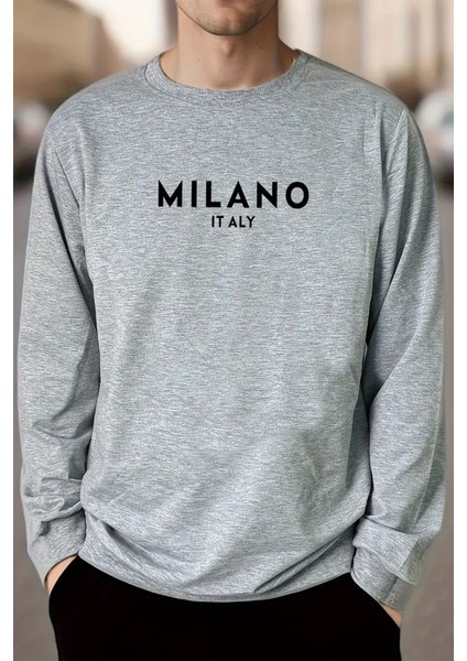 Uygun Tarz Milano Baskılı Oversize Sweatshirt