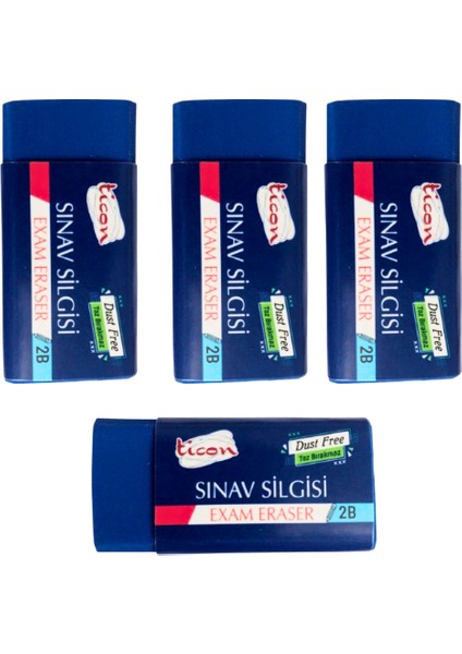 2b Sınav Silgisi 4 Adet Xxx Dust Free Ticon Toz Bırakmaz