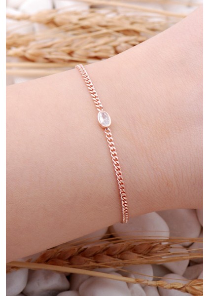 Gurmet Rose Gümüş Taşlı Trend Bileklik 3928