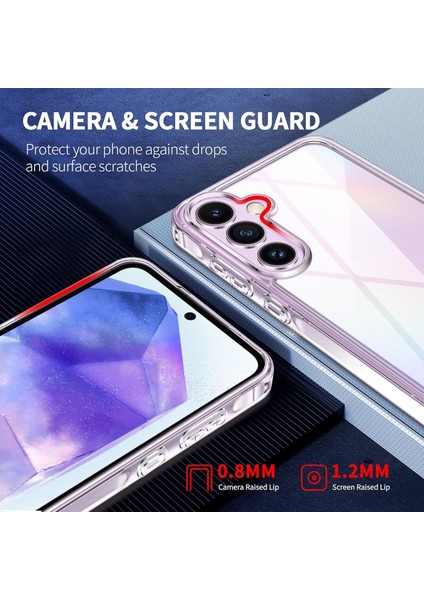 Samsung Galaxy A55 Kılıf Kamera Çıkıntılı Korumalı Yumuşak Şeffaf Silikon + 9h Ekran Koruyucu Cam Set 2in1