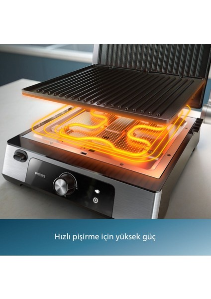 HD6301 2200W 5000 Serisi Yanmaz Yapışmaz Döküm Plakalı Izgara ve Tost Makinesi
