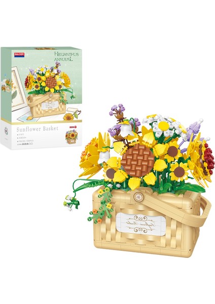 Sepet Çiçekler Serisi – Ayçiçekleri (BL21072) Mini Blok Yapı Oyuncakları Seti