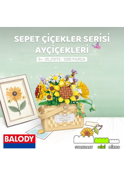 Sepet Çiçekler Serisi – Ayçiçekleri (BL21072) Mini Blok Yapı Oyuncakları Seti