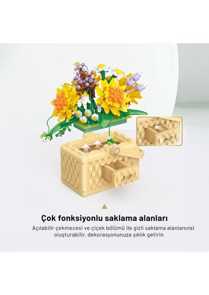 Sepet Çiçekler Serisi – Ayçiçekleri (BL21072) Mini Blok Yapı Oyuncakları Seti