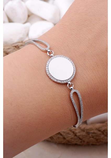 Plaka Rodyumlu Gümüş Bileklik 3946