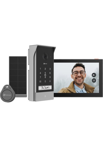 Akıllı Ev Sistemi, Ev Tipi Akıllı Görüntülü Diafon Sistemi, Giriş Kapı Zilli, Wıfı 2k Kıt + Solar + Smart Tag Cs-Ep7 (3mp)