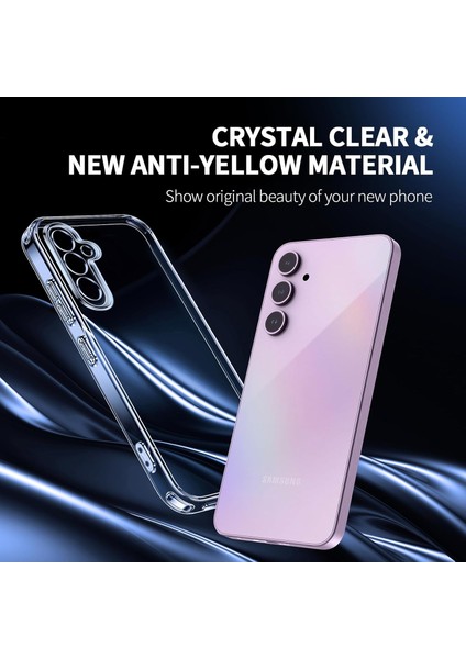 Samsung Galaxy A35 Kılıf Kamera Çıkıntılı Korumalı Yumuşak Şeffaf Silikon +9h Ekran Koruyucu Cam Set fiyatları